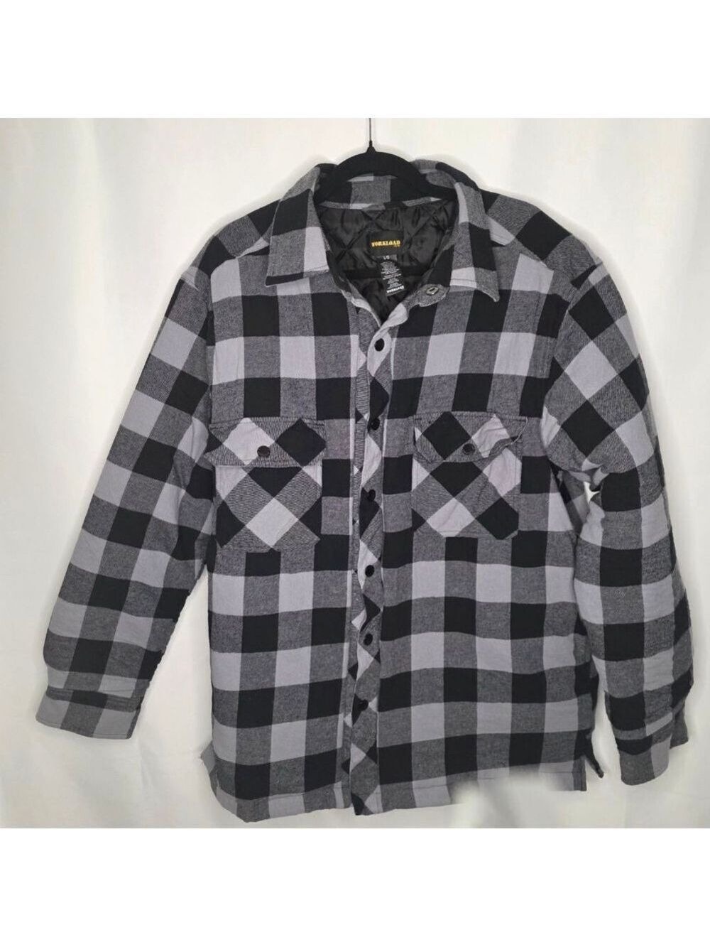 Men's WORKLOAD Plaid Lightweight Shirt Jacket L Black Gray
